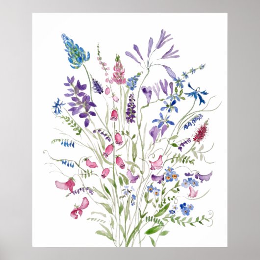 Vintage WildBlume Anordnung Aquarell 2020 Poster (Vorne)