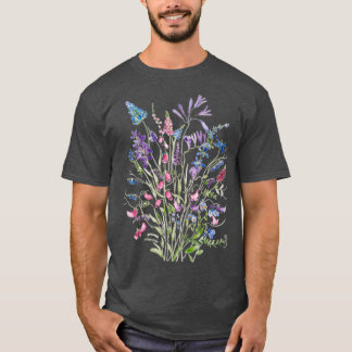 Vintage WildBlume Anordnung Aquarell 2020 T-Shirt