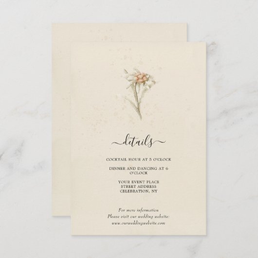 Vintage Wildblume Aquarellfarben Begleitkarte (Vorne/Hinten)