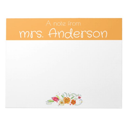 Vintage Wildblume Aquarellgelber Lehrer Notizblock (Vorderseite)