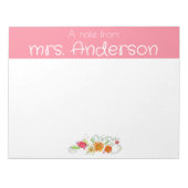 Vintage Wildblume Aquarellpink Notizblock (Vorderseite)