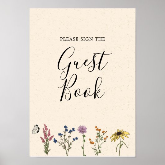 Vintage Wildblume Baby Showbook Poster (Vorne)