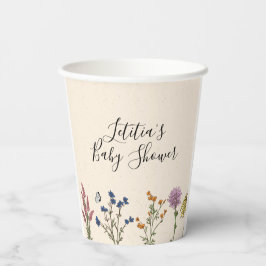 Vintage Wildblume Babydusche Papier-Cup Pappbecher