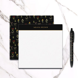 Vintage Wildblume Blume Muster Gold Name Mitteilungskarte