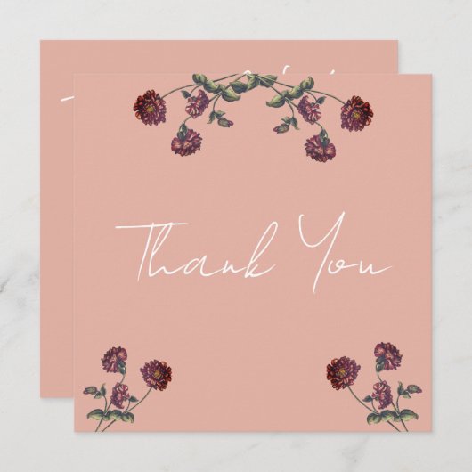 Vintage Wildblume Brautparty Rose Gold Dankeskarte (Vorne/Hinten)