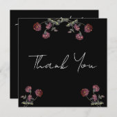 Vintage Wildblume Brautparty Schwarz Dankeskarte (Vorne/Hinten)