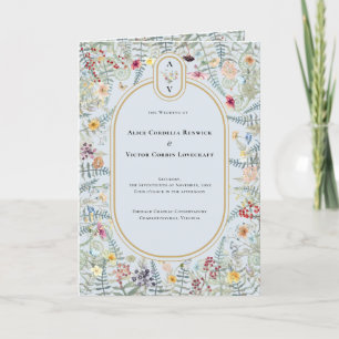 Vintage Wildblume Dusty Blue Wedding Monogram Programm