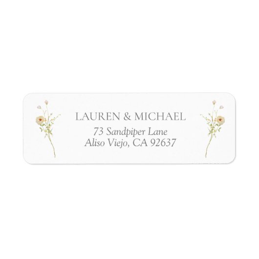 Vintage Wildblume Elegante Hochzeitshilfsadresse (Vorne)