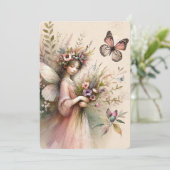 Vintage Wildblume Fairy and Butterfly Feiertagskarte (Stehend Vorderseite)