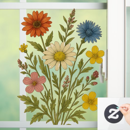Vintage-Wildblume Fensteraufkleber (Zuhause)