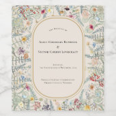 Vintage Wildblume Fern Beige Hochzeit Weinetikett (Einzelnes Label)