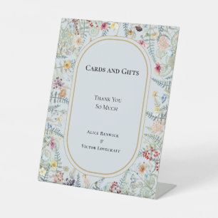 Vintage Wildblume Fern Dusty Blue Cards und Gesche Sockelschild