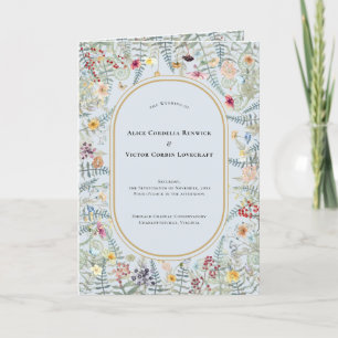 Vintage Wildblume Fern Dusty Blue Wedding geklappt Programm