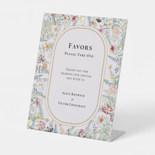 Vintage Wildblume Fern Lavendel Gastgeschenke Hoch Sockelschild (Vorderseite)