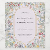 Vintage Wildblume Fern Lavender Wedding Weinetikett (Einzelnes Label)