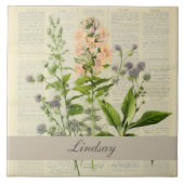 Vintage Wildblume Fliese (Vorderseite)