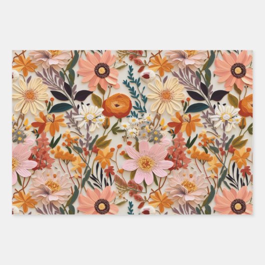 Vintage Wildblume Geschenkpapier Set (Vorderseite 2)