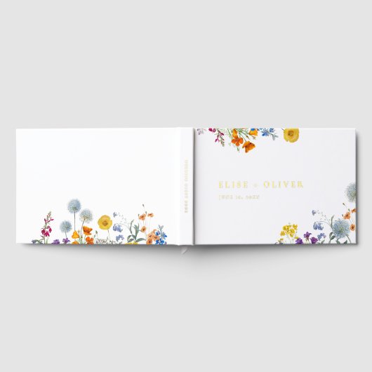 Vintage Wildblume Hochzeit Gästebuch (Voll)