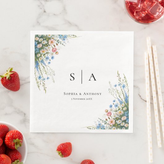 Vintage Wildblume Hochzeit von Napkins Serviette (Beispiel)