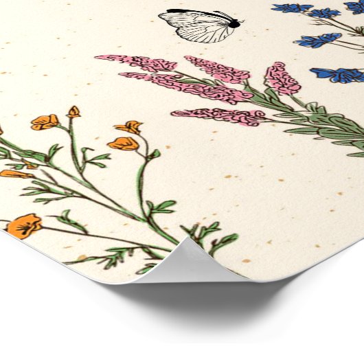 Vintage Wildblume Kinderdusche Begrüßungszeichen Poster (Ecke)