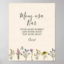 Vintage Wildblume Kinderdusche Mama-osa-Bar-Zeiche Poster