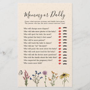 Vintage Wildblume Kinderdusche Mommy oder Daddy