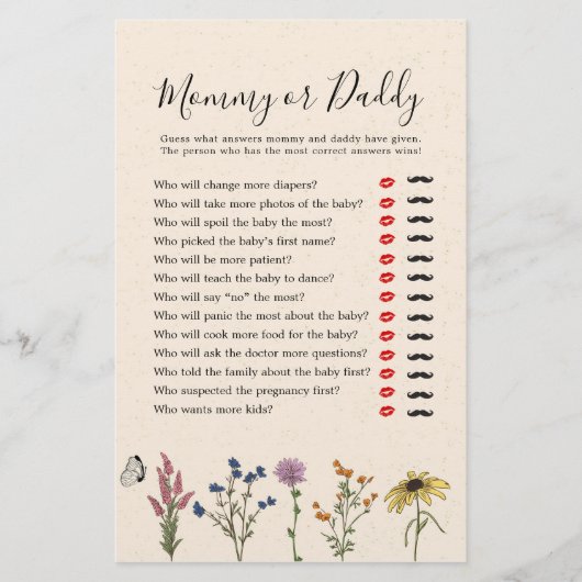 Vintage Wildblume Kinderdusche Mommy oder Daddy (Vorderseite)