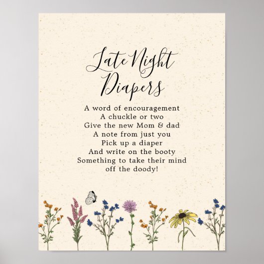 Vintage Wildblume Kinderdusche Spätabenteuer Poster (Vorne)