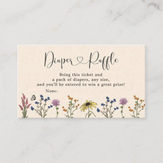 Vintage Wildblume Kinderdusche Windelwanne Begleitkarte (Vorderseite)