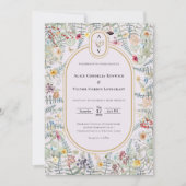 Vintage Wildblume Lavender Wedding Monogram Foto Einladung (Vorderseite)