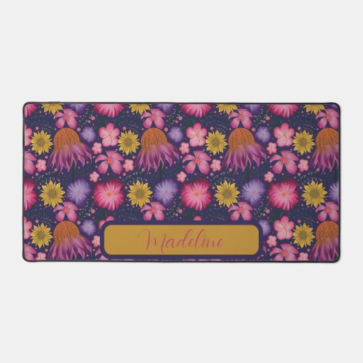 Vintage Wildblume Lila Blumenmuster Schreibtischunterlage (Vorderseite)