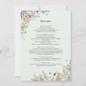 Vintage Wildblume Minze Grün Hochzeiten Details un Einladung (Rückseite)