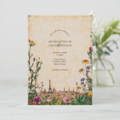 Vintage Wildblume Paris Einladung (Stehend Vorderseite)