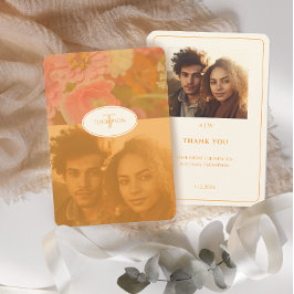 Vintage Wildblume Pink Poppy-Hochzeitsmonogramm Dankeskarte