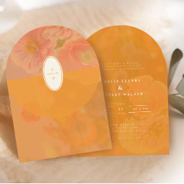 Vintage Wildblume Pink Poppy-Hochzeitsmonogramm Einladung