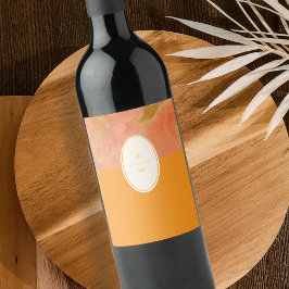 Vintage Wildblume Pink Poppy-Hochzeitsmonogramm Weinetikett