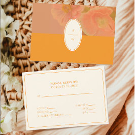 Vintage Wildblume Pink Poppy Wedding RSVP