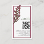 Vintage Wildblume QR Rosa Hochzeitdetails Begleitkarte (Vorderseite)
