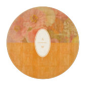 Vintage Wildblume Rosa Mohnmonogramm Schneidebrett (Vorderseite)