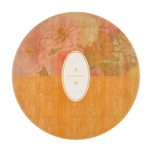 Vintage Wildblume Rosa Mohnmonogramm Schneidebrett (Vorderseite)