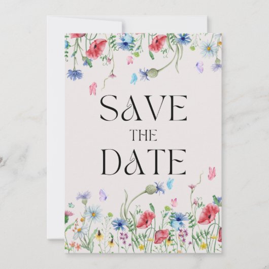 Vintage Wildblume Save The Date (Vorderseite)