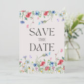 Vintage Wildblume Save The Date (Stehend Vorderseite)