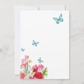 Vintage Wildblume Schmetterlinge Kinderdusche Teet Einladung (Rückseite)