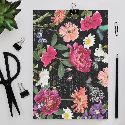 Vintage Wildblume Schmetterlingshandschrift Seidenpapier