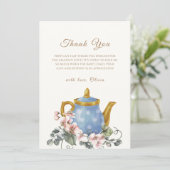 Vintage Wildblume Teekanne Kinderdusche Dankeskarte (Stehend Vorderseite)