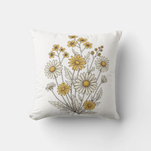 Vintage Wildblume und Daisy Floral Kissen Retro