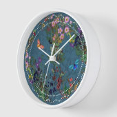 Vintage Wildblumen blau Acrylmauer Uhr (Winkel)