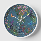 Vintage Wildblumen blau Acrylmauer Uhr (Vorderseite)