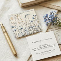 Vintage-Wildblumen-Botanik-Blau-Wiese