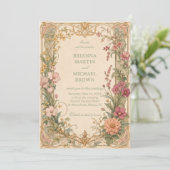 Vintage-Wildblumen-Botanik Einladung (Stehend Vorderseite)